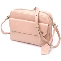 Сумка Grande Pelle Крос-боді з натуральної шкіри Пудрова (11694)