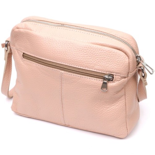 Сумка Grande Pelle Крос-боді з натуральної шкіри Пудрова (11694)