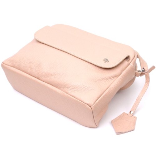 Сумка Grande Pelle Крос-боді з натуральної шкіри Пудрова (11694)