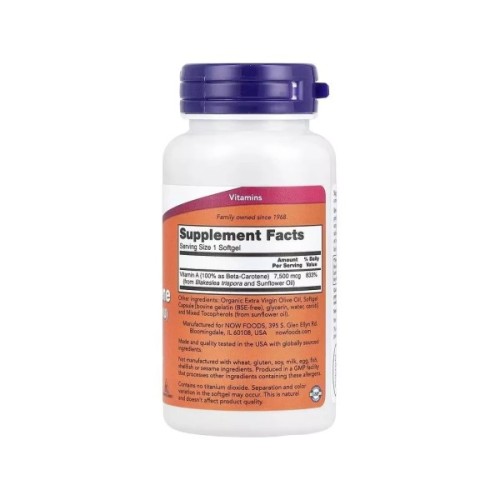 Вітамінно-мінеральний комплекс Now Foods Бета Каротин, 25000 МО, Natural Beta Carotene, 90 гелевих капсул (NF0320)
