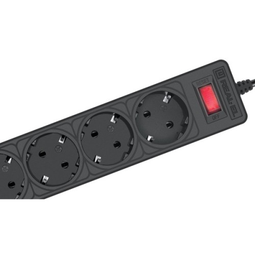 Мережевий фільтр живлення REAL-EL RS-Protect 505, 3m, black (EL122300045)