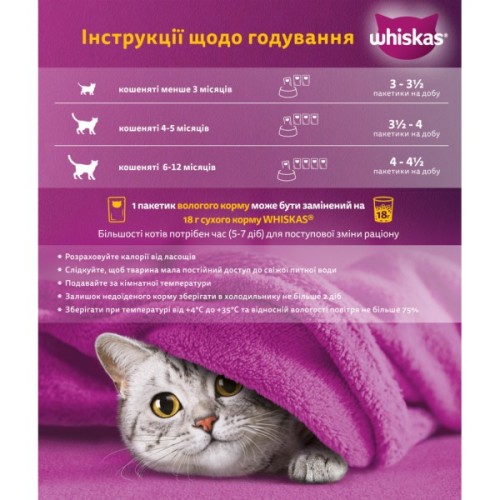 Вологий корм для кішок Whiskas Kitten Курка в желе 85 г (5900951302152/5900951302138)