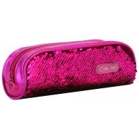 Пенал Cool For School 2 відділення з паєтками Червоно-рожевий (CF6490-rose)
