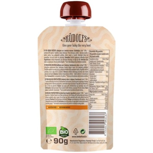 Дитяче пюре Rudolfs органічне гарбуз 4+, 90 г (4751017943137)