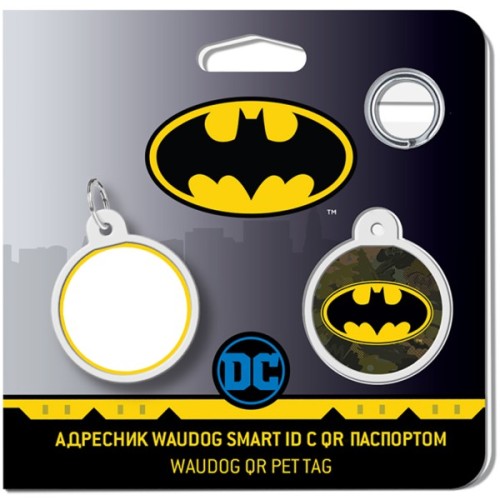 Адресник для тварин WAUDOG Smart ID з QR паспортом "Бетмен зелений", коло 25 мм (0625-1002ru-eng)