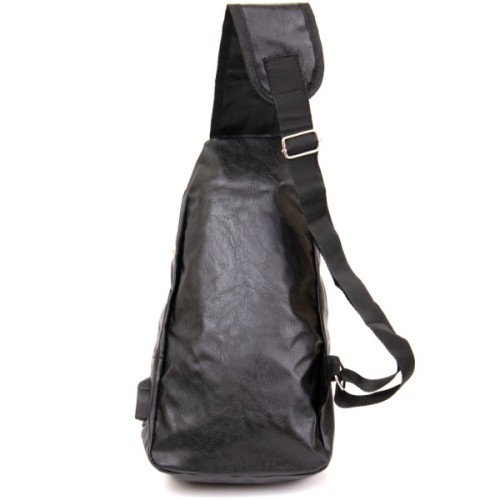 Сумка Vintage Крос боді з емблемою зі шкірозамінника Чорна (20568)