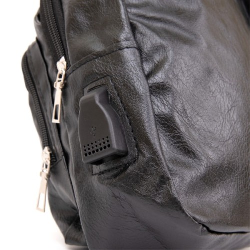 Сумка Vintage Крос боді з емблемою зі шкірозамінника Чорна (20568)