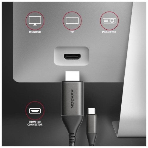 Кабель мультимедійний USB-C to HDMI M 1.8m black AXAGON (RVC-HI2MC)