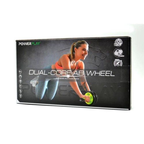 Ролик для преса PowerPlay подвійний Dual-Core Ab Wheel Чорно-зелений (PP_4327_Black/Green)