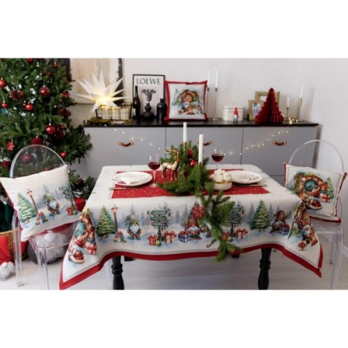 Скатертина Прованс гобеленова Різдвяне багаття 135х140 см (037398)