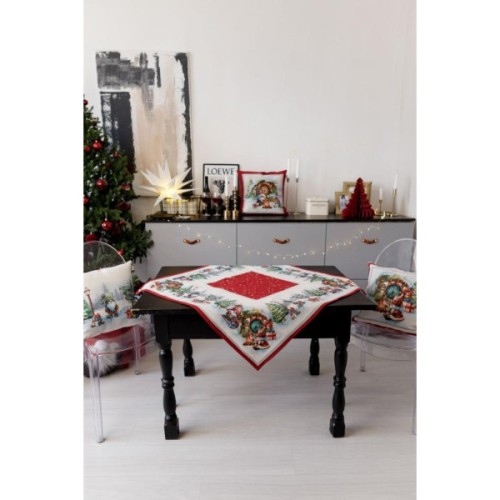Скатертина Прованс гобеленова Різдвяне багаття 135х140 см (037398)