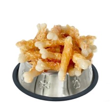 Ласощі для собак Lucky Star Кальцієва кістка в обгортці з курячого в'яленого м'яса 6.5 см 200 г (4820144303456)