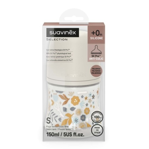 Пляшечка для годування Suavinex Wonderland 150 мл, фізіологічна, повільний потік, біла (308741)