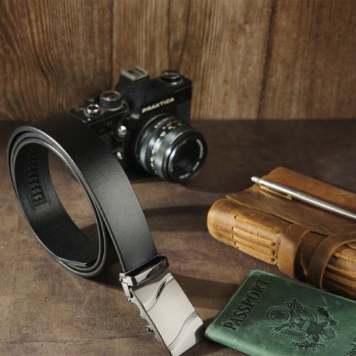 Ремінь Vintage Чоловічий з пряжкою хвиля Чорний (20250)