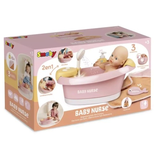 Ігровий набір Smoby Ванна для пупса Бебі Ньорс. Терракотова пудра з електр. душем та підсвічуванням, з аксес., (7600220386)