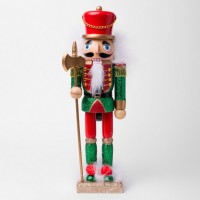 Новорічна фігурка Novogod`ko Лускунчик 30 см Дерево Червоно-зелений (974679)