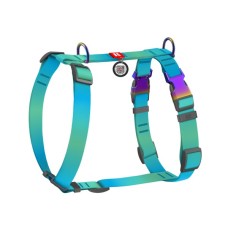 Шлея для собак WAUDOG Nylon Recycled анатомічна H-подібна з QR паспортом, градієнт, L блакитна (52882)
