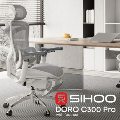 Офісне крісло Sihoo Крісло офісне з підставкою для ніг Sihoo DORO C300 Pro Mesh White with (DORO-C300-PRO-M102-JT)