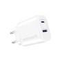 Зарядний пристрій Promate 17W USB-C + USB-A (biplug-2.white)