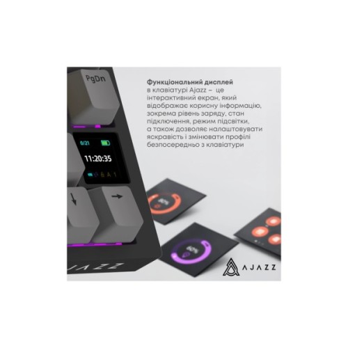 Клавіатура Ajazz AK820 Pro Gift Switch Black RGB USB/Wireless/Bluetooth UA Black (AK820PRO-G-BGY)
