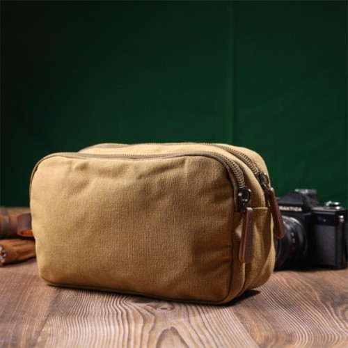 Сумка Vintage На два відділення з текстилю Пісочна (22232)