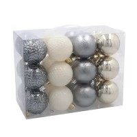 Ялинкова іграшка Chomik пластикові кульки 24 шт, 6 см, мікс кольорів (5900779899988)