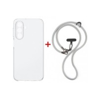 Чохол до мобільного телефона Dengos Case + Cross-body Strap Samsung Galaxy A17/A26 Clear+Grey (DG-KM-CCRB-18)
