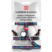 Шлея для котів WAUDOG Nylon з QR-паспортом "Літо" з повідцем XS (5482)