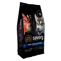 Сухий корм для собак Savory Junior Large rich in Fresh Turkey and Chicken 12 кг (4820232630211)