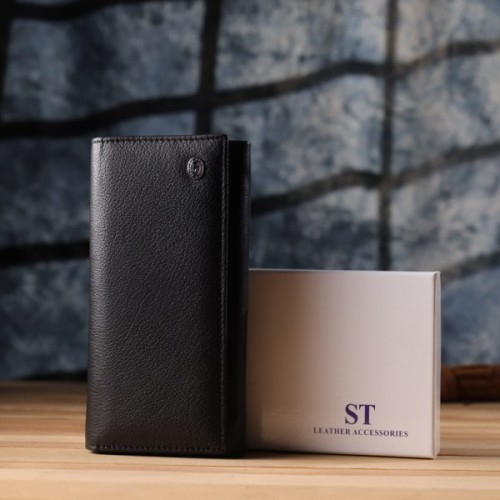 Гаманець ST Leather З натуральної шкіри Чорний (23112)
