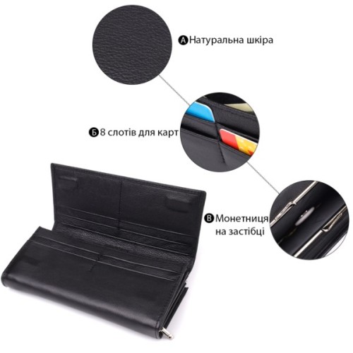 Гаманець ST Leather З натуральної шкіри Чорний (23112)