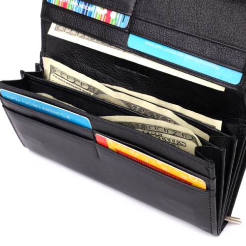 Гаманець ST Leather З натуральної шкіри Чорний (23112)