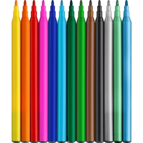 Фломастери Faber-Castell Динозавр 10 кольорів + 3 металика + наклейки у картонній коробці (32962)