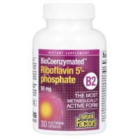 Вітамін Natural Factors Рибофлавін 5'-фосфат, вітамін B2, 50 мг, BioCoenzymated, B2, Riboflavin 5'- (NFS-01249)