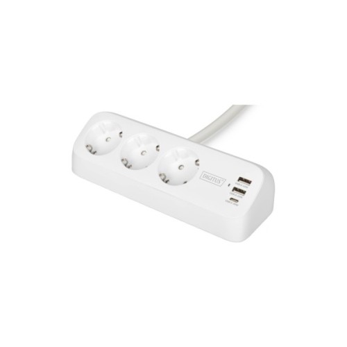 Мережевий фільтр живлення Digitus 3 розетки, 2xUSB-A, 1xUSB-C,1.5м, White (DA-70626)