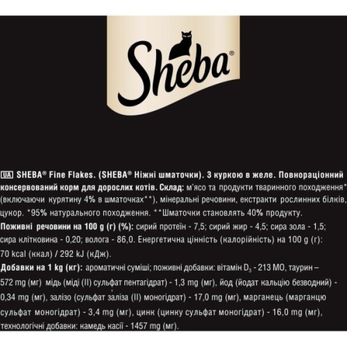 Вологий корм для кішок Sheba cij POU з куркою в желе 85 г (4770608257224)