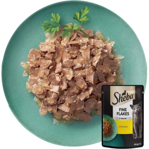 Вологий корм для кішок Sheba cij POU з куркою в желе 85 г (4770608257224)