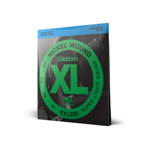 Струни для гітари D'Addario XL Nickel Wound Bass Super Light (40-95) (EXL220)