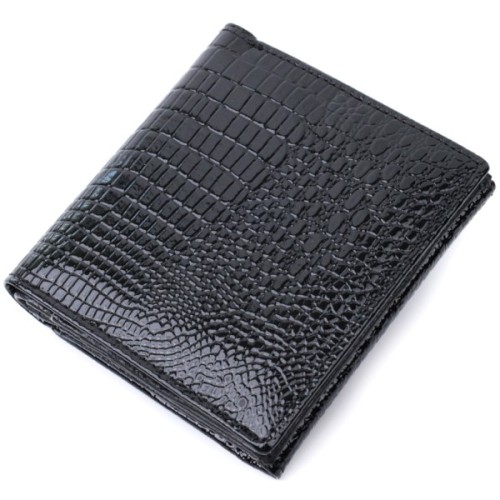 Гаманець ST Leather З натуральної лакованої шкіри Чорний (22688)