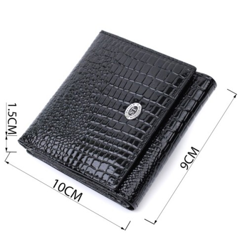 Гаманець ST Leather З натуральної лакованої шкіри Чорний (22688)