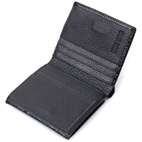 Гаманець ST Leather З натуральної лакованої шкіри Чорний (22688)