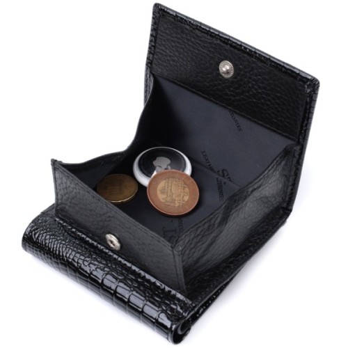 Гаманець ST Leather З натуральної лакованої шкіри Чорний (22688)