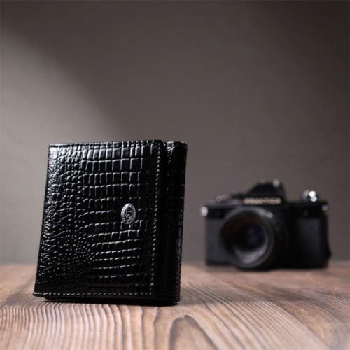 Гаманець ST Leather З натуральної лакованої шкіри Чорний (22688)