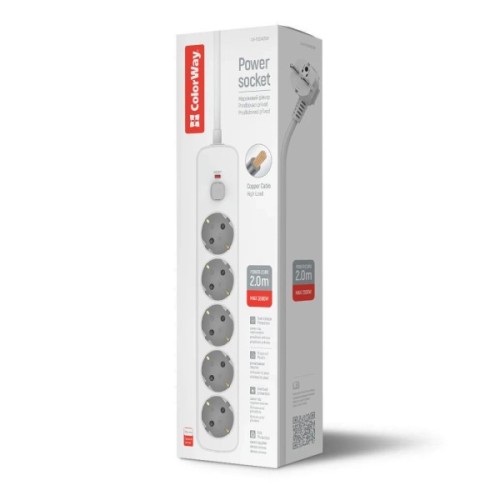 Мережевий фільтр живлення ColorWay CW-PSEA1655W 5 розеток, 5m White (CW-PSEA1655W)