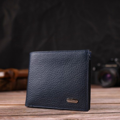 Портмоне Canpellini З натуральної шкіри флотар Синє (21787)