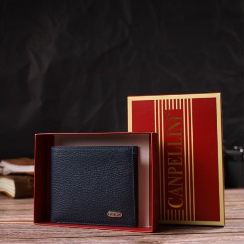 Портмоне Canpellini З натуральної шкіри флотар Синє (21787)