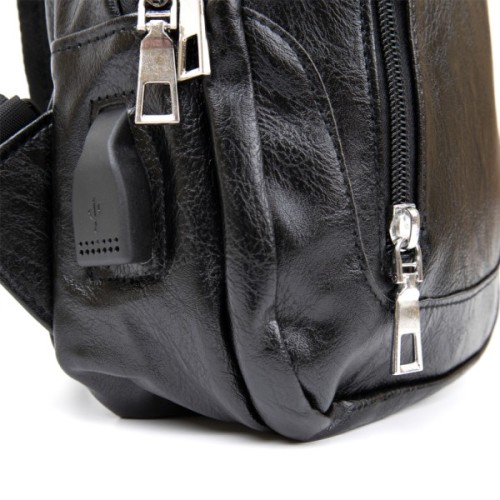 Сумка Vintage Через плече на два відділення шкірзам Чорна (20559)