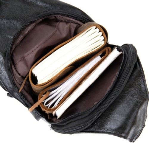 Сумка Vintage Через плече на два відділення шкірзам Чорна (20559)