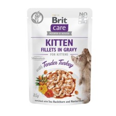 Вологий корм для кішок Brit Care Fillets in Gravy Tender Turkey Kitten 85 г (8595602565429)
