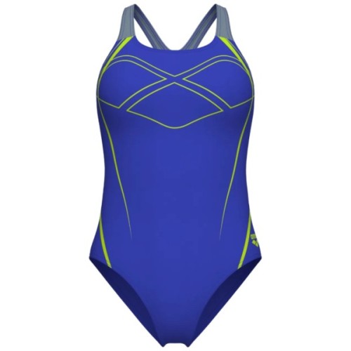 Купальник Arena Graphic Swimsuit Swim Pro Back 009024-850 синій, жовтий 44 (3468337621577)
